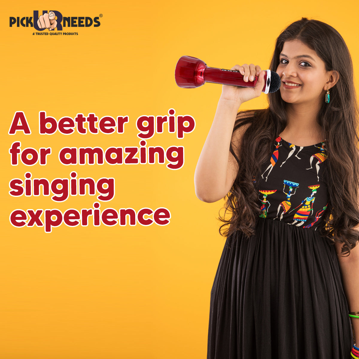 Pick Ur Needs Superier Quality With LED Wireless Bluetooth Microphone Connection Player Speaker 2-in1 With Recording + USB+FM Microphone  (Pink)